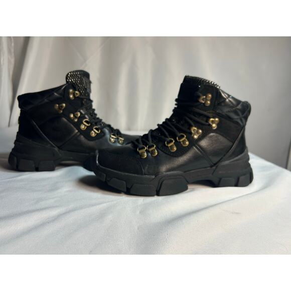 GBG Womens Guess Los Angeles Kik combat boots black size 7M new - Picture 1 of 8